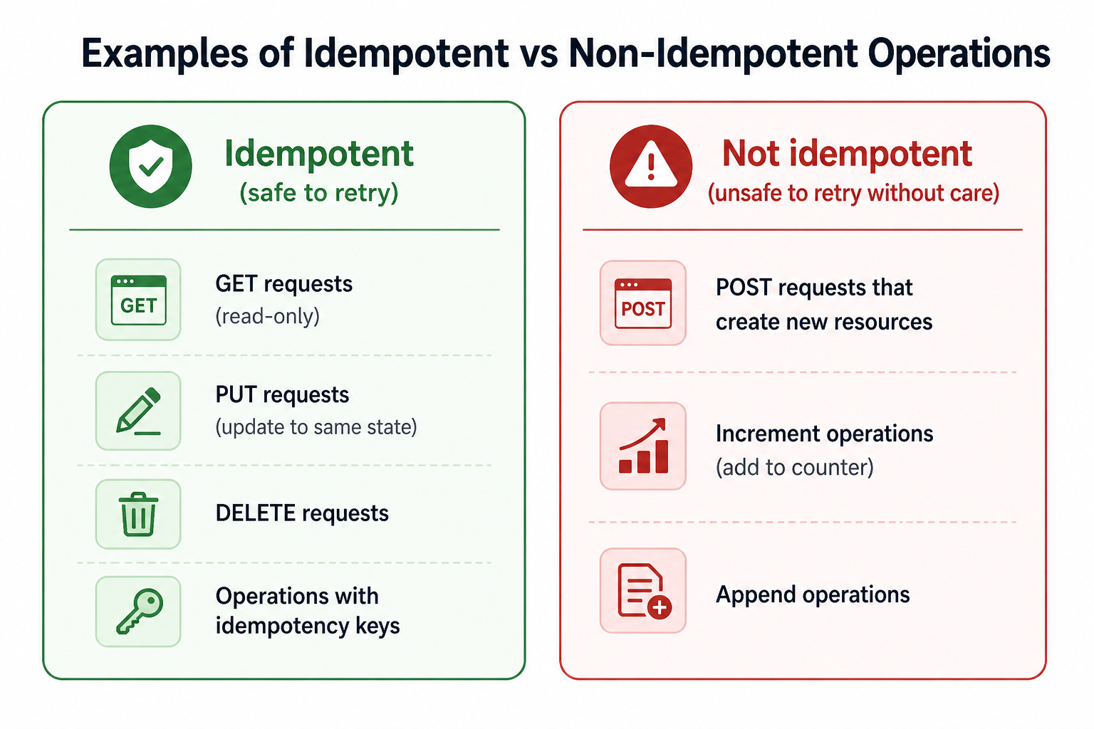 idempotent vs non-idempotent operations