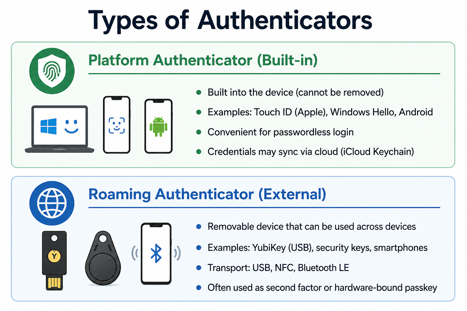 Types of authenticators
